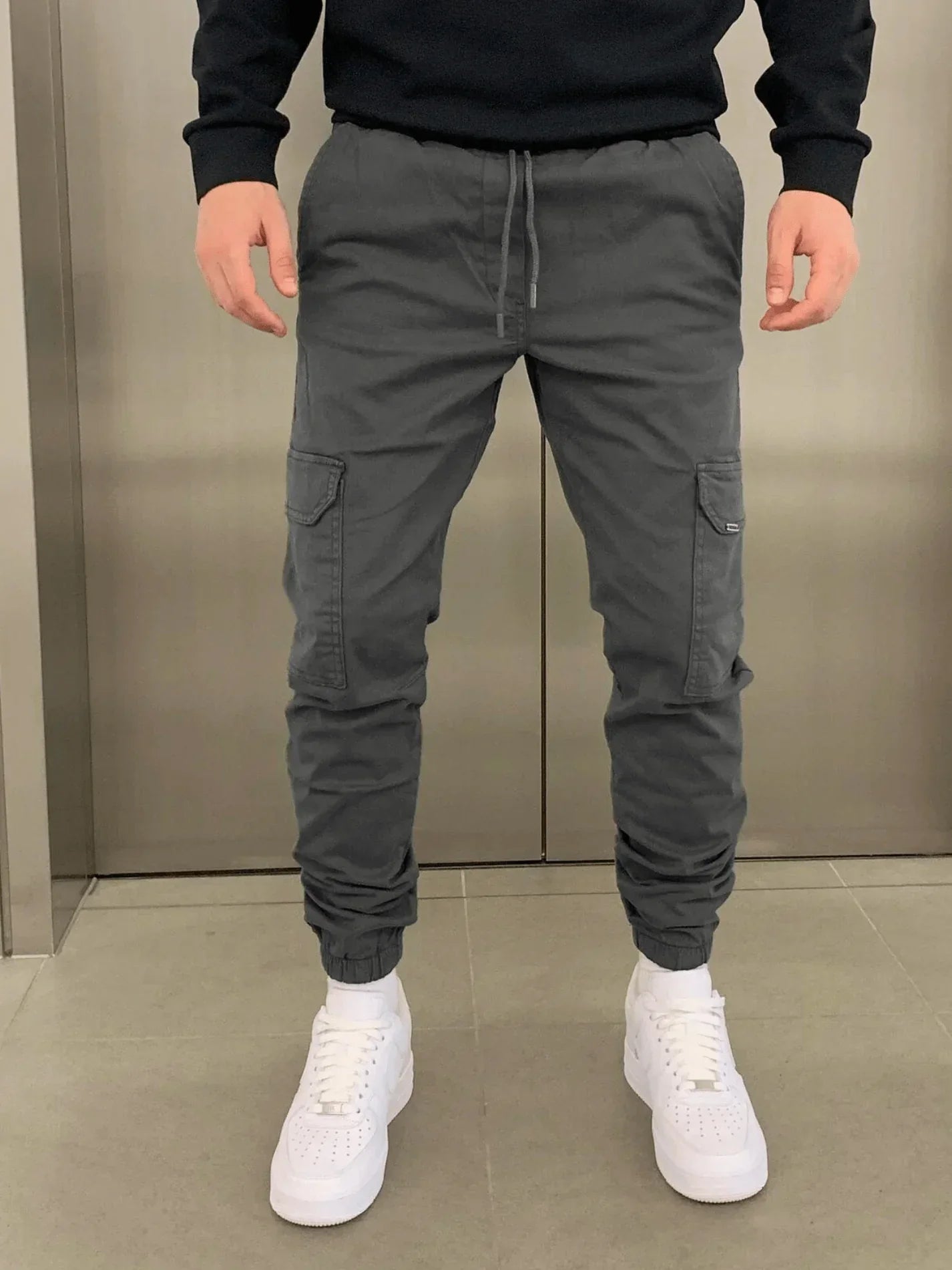 Slim fit jogging cargo broek voor heren