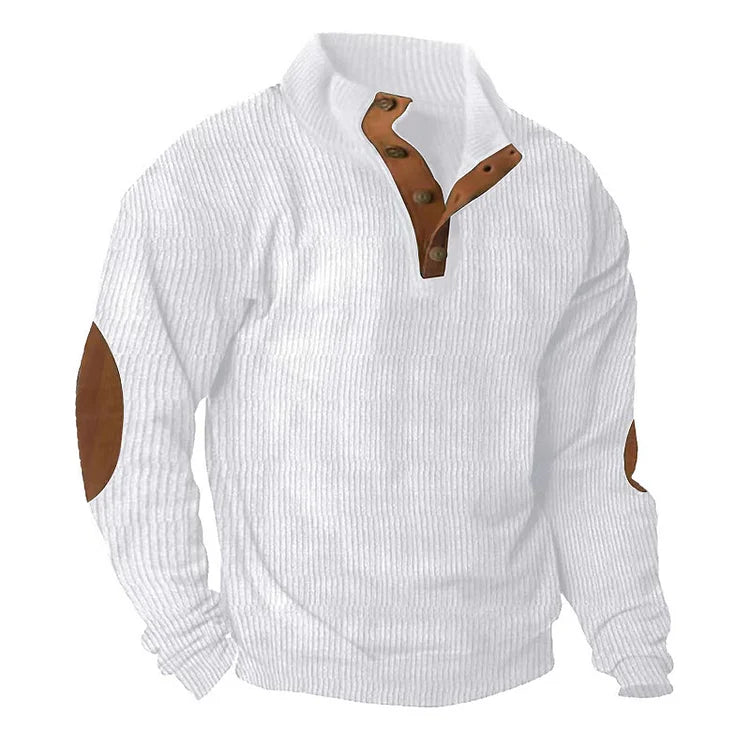 Heren sweatshirt met lange mouwen en hoge kraag, casual buitenstijl