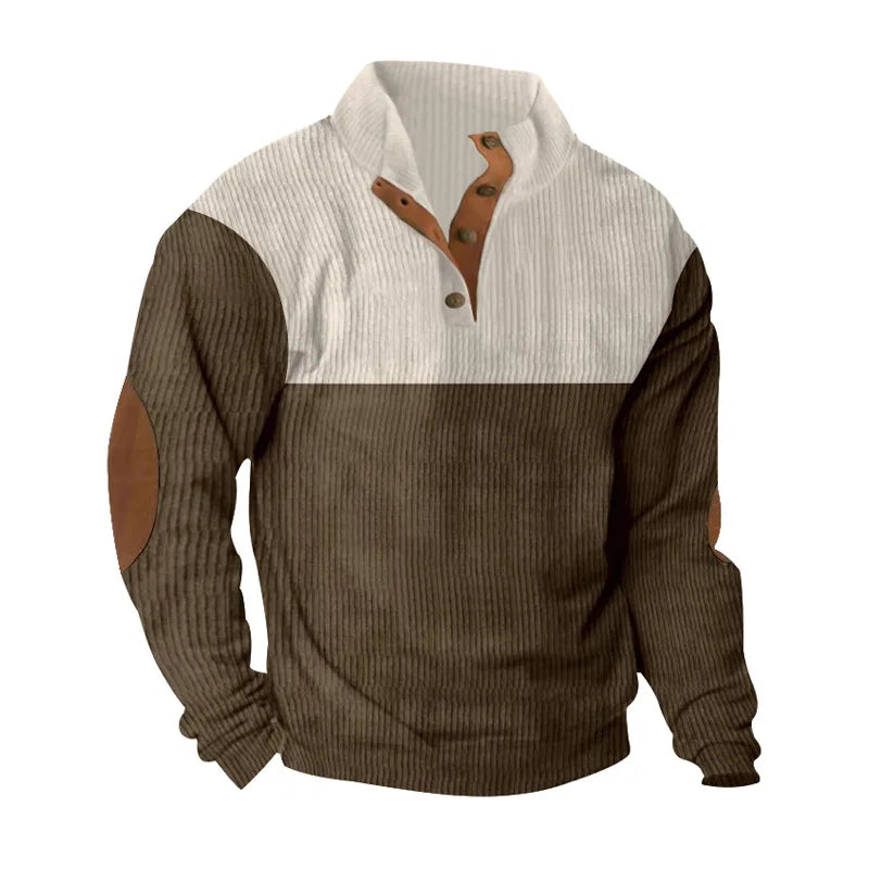 Sweatshirt van corduroy met kleurblokken voor heren