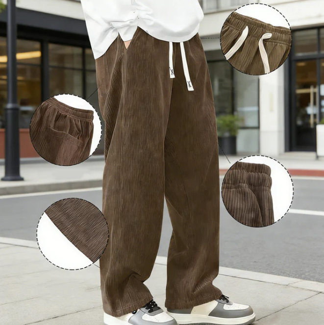 Zijdezachte broek met koord en zakken voor heren