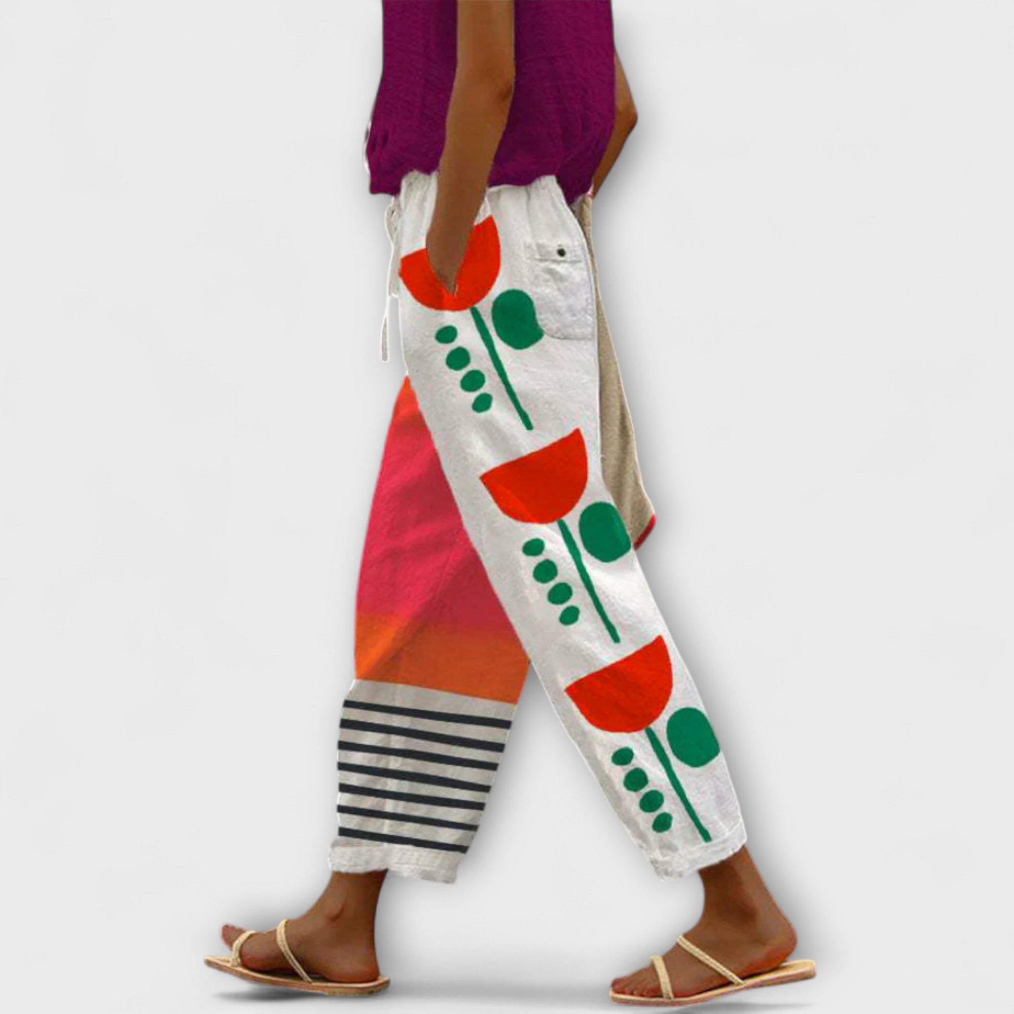 Airish – Kenmerkende Gedrukte Casual Knop Broeken