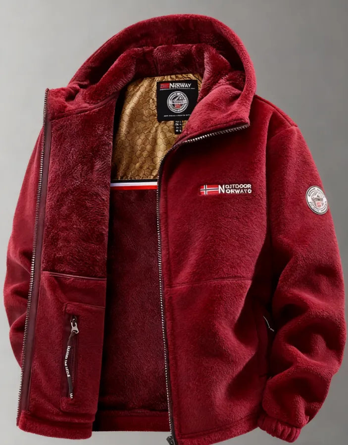 Buitenjas voor heren, gevoerd met thermisch fleece en met hoge kraag