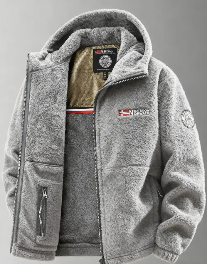 Buitenjas voor heren, gevoerd met thermisch fleece en met hoge kraag