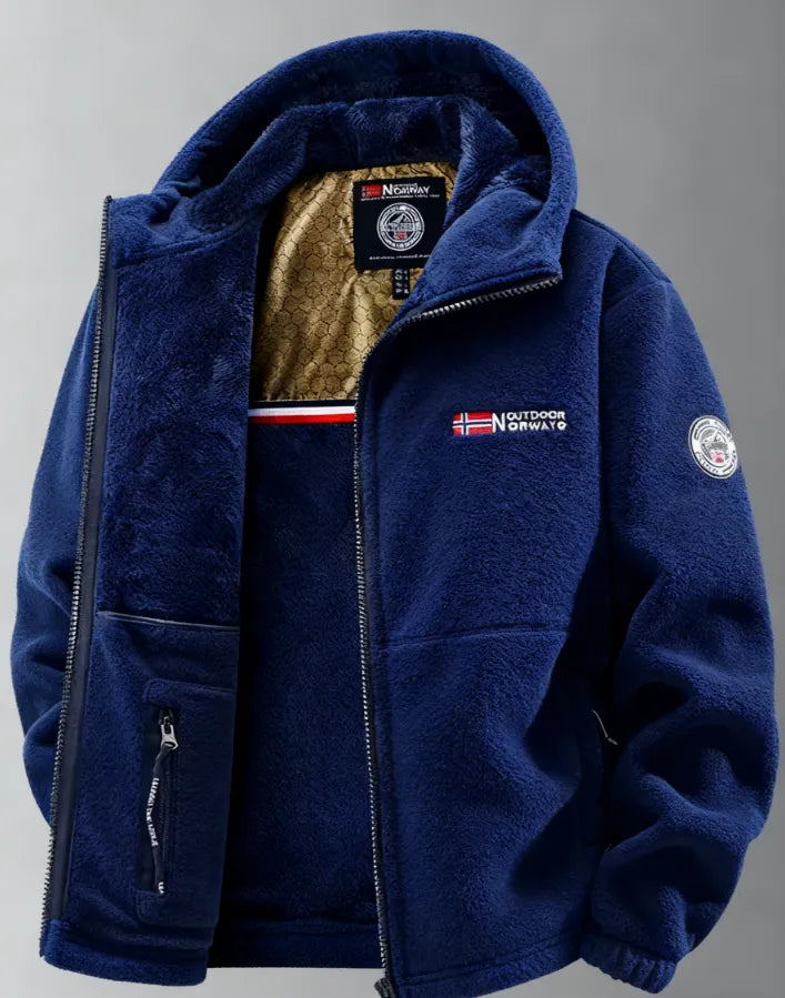 Buitenjas voor heren, gevoerd met thermisch fleece en met hoge kraag